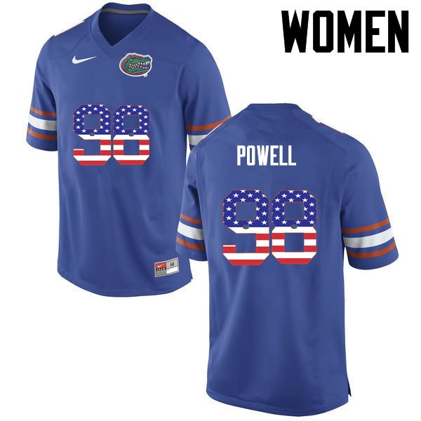 Women's NCAA Florida Gators Jorge Powell #98 Stitched Authentic USA Flag Fashion Nike Blue College Football Jersey DED0665HB